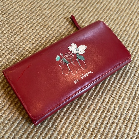Radley London Red “In Bloom” Scottie Dog Leather Matinee Wallet - Picture 1 of 8